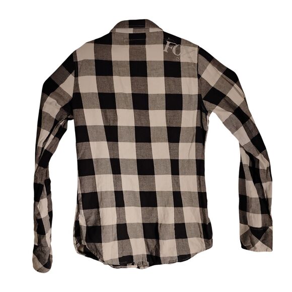 FOX Racing flannel shirt womens M Medium black check plaid long sleeve button - Picture 2 of 11